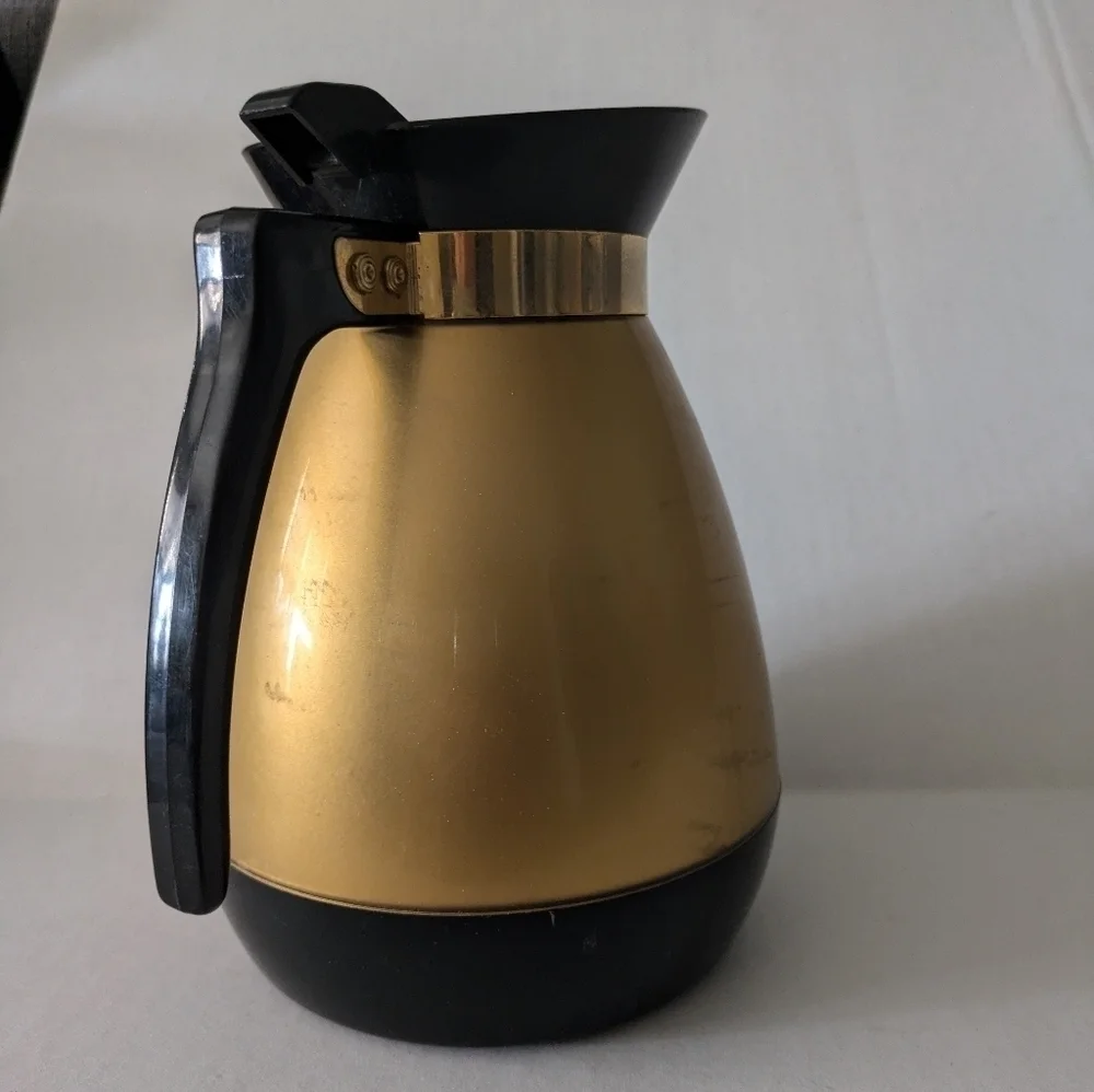 Vintage West Bend Thermo Serve Thermal Carafe gold and black